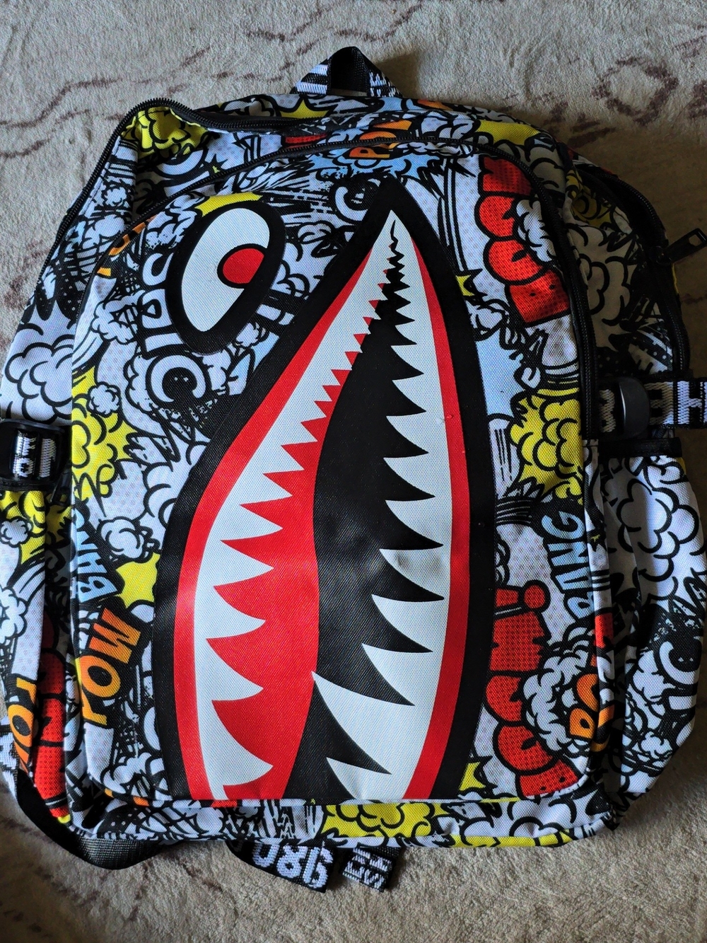 Kuchen Bag Men's Shark-Mouth Graphic Backpack - Black, Red, White